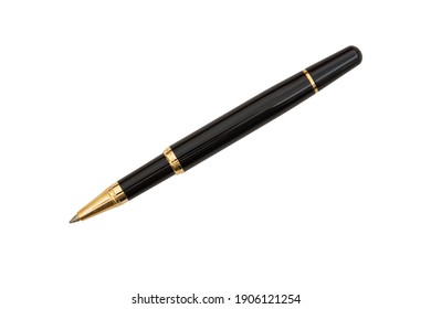Elegant business black and gold ballpoint pen isolated over white  - Shutterstock ID 1906121254