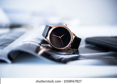 Elegant business men fashion no brand wrist watch, men fashion a - Shutterstock ID 1058967827