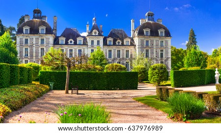 Elegant Cheverny castle, with beautiful gardens . Loire valley. 