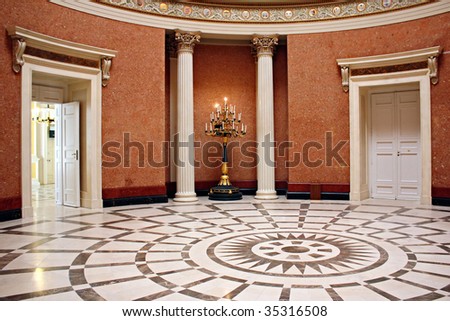 Elegant circular room into the museum of history in Hungary