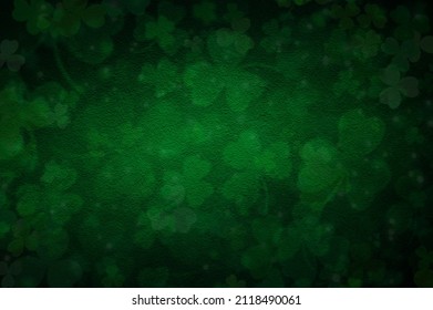 Elegant dark green background with shamrock and old vintage grunge texture. St. Patrick's Day banner design. - Powered by Shutterstock