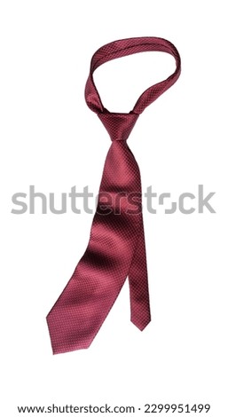 Elegant dark red men's tie isolated on white background.