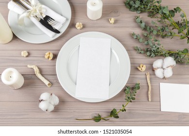 Elegant decorated table setting on wooden table - Shutterstock ID 1521035054
