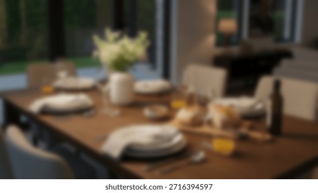 Elegant dining table set for a dinner party.