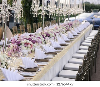The elegant dinner table. - Shutterstock ID 127654475
