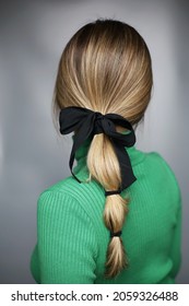 Elegant Everyday Easy Stylish Blonde Braided Hairdo With Black Hair Scarf Twilly