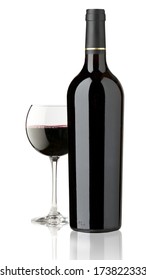 Elegant And Expensive Red Glass And Bottle Wine For Mounting Graphic Design