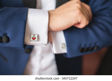 Elegant Fashion groom outfit suit with love cufflinks - Shutterstock ID 345712247