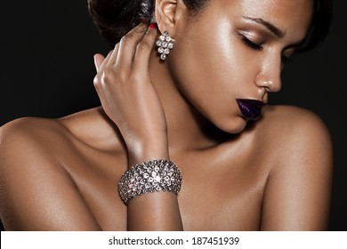 Elegant Fashionable Woman With Jewelry