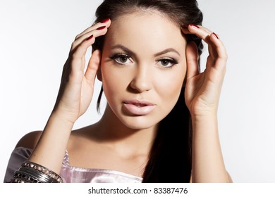 elegant fashionable woman with long hair