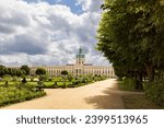 Elegant French style royal gardens of Charlottenburg palace in Berlin, Germany