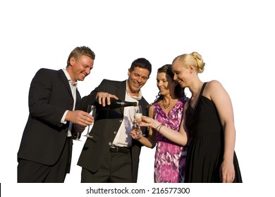 Elegant friends drinking champagne together - Shutterstock ID 216577300