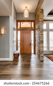 Elegant  Front Door And Entry In New Luxury Home