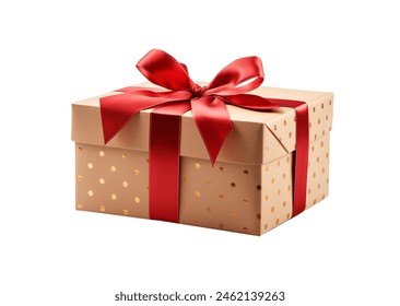 Elegant gift box with a shiny ribbon bow, isolated on a white background, perfect for festive occasions - Powered by Shutterstock