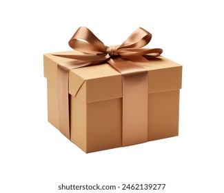 Elegant gift box with a shiny ribbon bow, isolated on a white background, perfect for festive occasions - Powered by Shutterstock