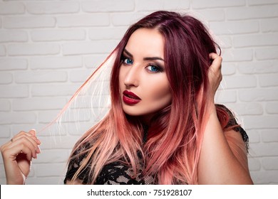 Model Pink Hair Images Stock Photos Vectors Shutterstock