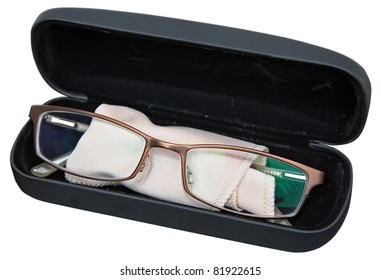 Elegant glasses in a case. Glasses in a case.