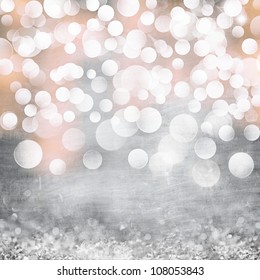 Elegant Grunge Silver, Gold, Pink Christmas Light Bokeh & Vintage Crystal Instagram Background Texture