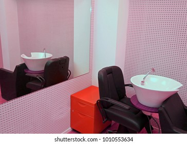 Elegant Hairdressing Salon With Hair Styling Station In A Beauty Center