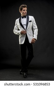 Elegant And Handsome Man Dressed In Tuxedo For New Year's Eve Or Party