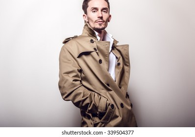 Elegant Handsome Man In Stylish Coat.