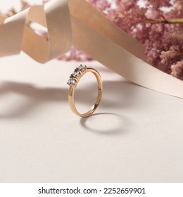 Elegant jewelry set. Jewellery set with gemstones. Jewelry accessories collage. Product still life concept. Ring, necklace and earrings. - Shutterstock ID 2252659901