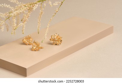 Elegant jewelry set. Jewellery set with gemstones. Jewelry accessories collage. Product still life concept. Ring, necklace and earrings. - Shutterstock ID 2252728003