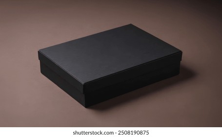 Elegant and luxurious photo mockup for your brand and logo. Sleek black box on a dark background.