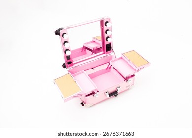 Elegant makeup case filled with cosmetic products, perfect for daily beauty routine and professional makeup artists