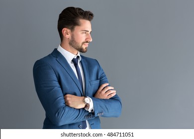 
Elegant Male Model Look In Distance, Side Profile Image