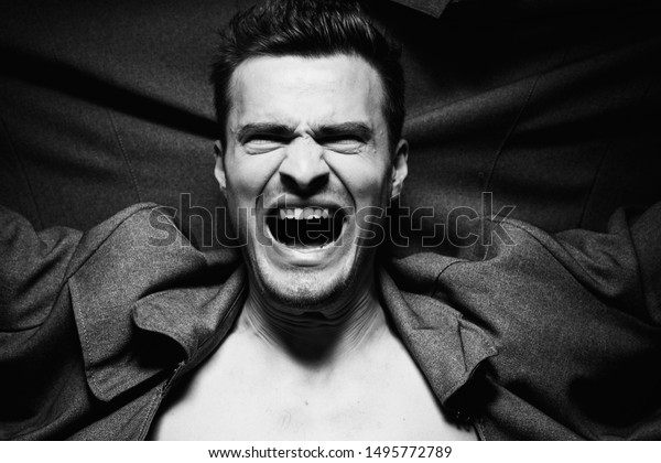 Elegant Man Shirt Rage Scream Horror Stock Photo Edit Now 1495772789