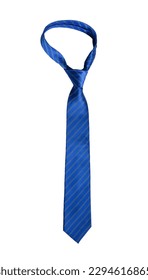 Elegant men's blue necktie isolated on white background.