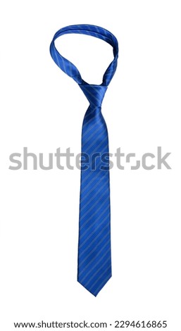 Elegant men's blue necktie isolated on white background.