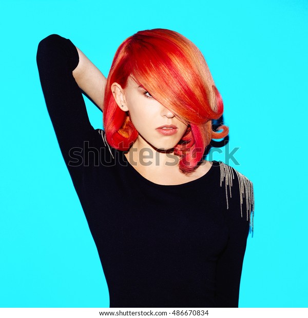 Elegant Model Stylish Hair Red Hair Stock Photo Edit Now 486670834