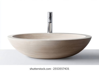 Elegante lavabo moderno aislado sobre fondo blanco para proyectos de diseño de baños, ideal para conceptos de decoración de interiores con Elementos sanitarios elegantes y contemporáneos.