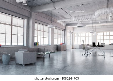 Elegant office interior. Mixed media