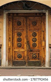 An elegant old wooden door