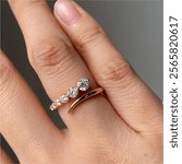 Elegant Open Round Diamond Ring Featuring a Modern Design with Two Sparkling Round Cut Diamonds at Each and Symbolizing Timeless Sophistication Perfect for Special Occasions Proposals or Everyday 