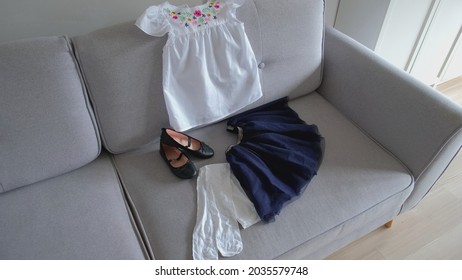 Elegant Outfit Cloths For School Girl Ready To Wear On First Day Of School Year Or Year End Graduation Ceremony