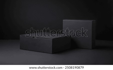 Elegant packaging option in light black Premium photo mockup with empty space to place your logo.