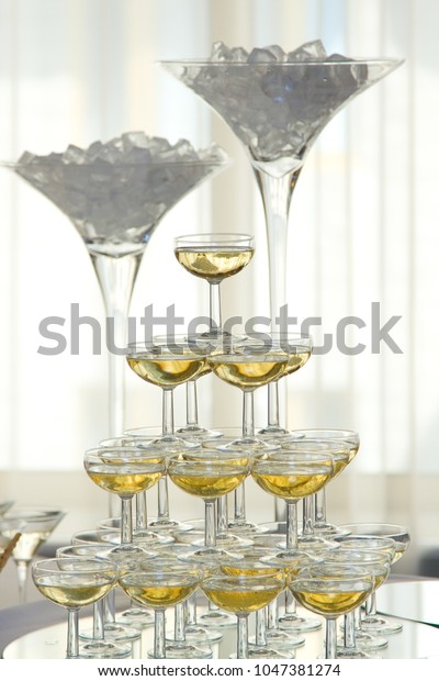 Elegant Pyramid Wine Glasses Cool Champagne Stock Photo Edit Now