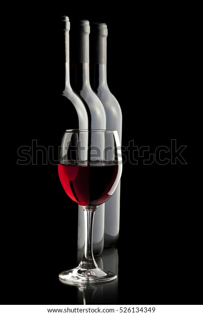 Elegant Red Wine Glass Wine Bottles Stock Photo Edit Now 526134349