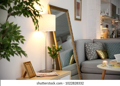 Elegant Room Interior With Large Mirror