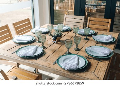 Elegant Rustic Dining Table Set for Easter or Spring Celebration