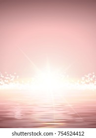 Elegant Sun rise scene, shimmering ocean and bright sun light in pink tone - Shutterstock ID 754524412
