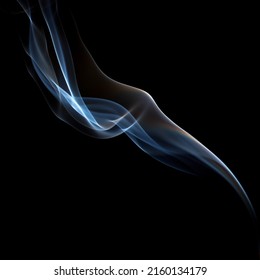 Elegant swirl of blue smoke wafts through the dark air - Shutterstock ID 2160134179