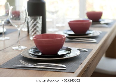 Elegant Table Set Up For Dinning Room