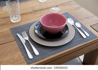 Elegant Table Set Up For Dinning Room At Home