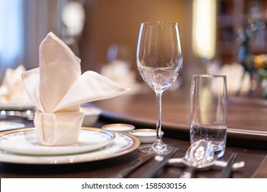 Elegant Table Set Up In Restaurant