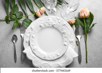 Elegant Table Setting With Floral Decor